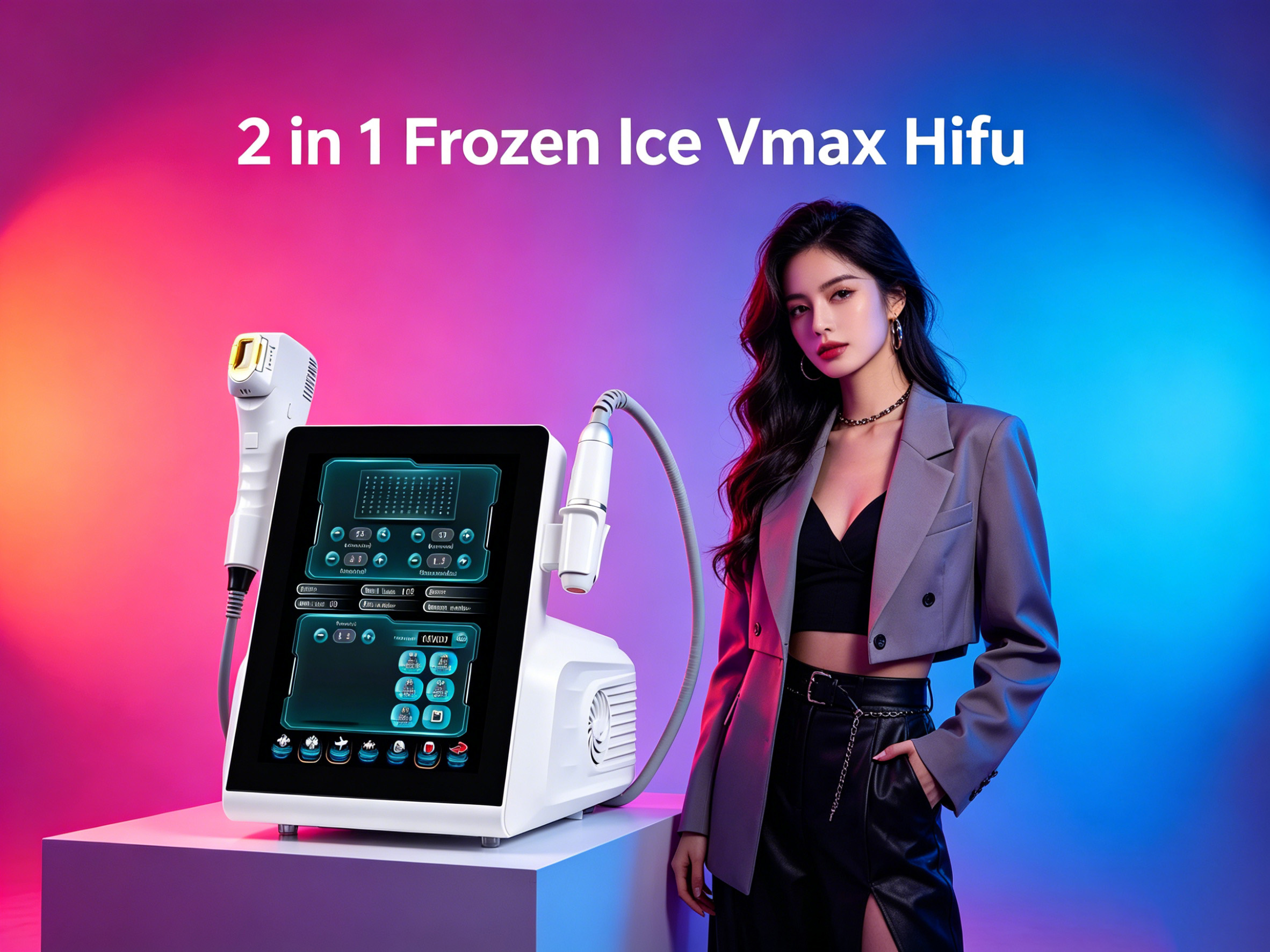 Máquina Hifu congeladora 2 en 1 para lifting facial y antienvejecimiento