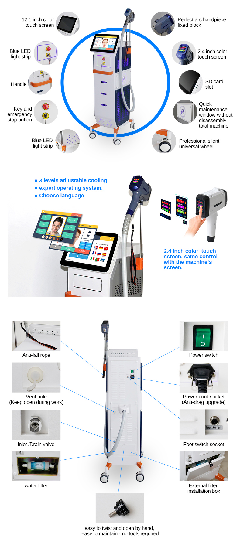 M&aacute;quina de diodo de depilaci&oacute;n l&aacute;ser